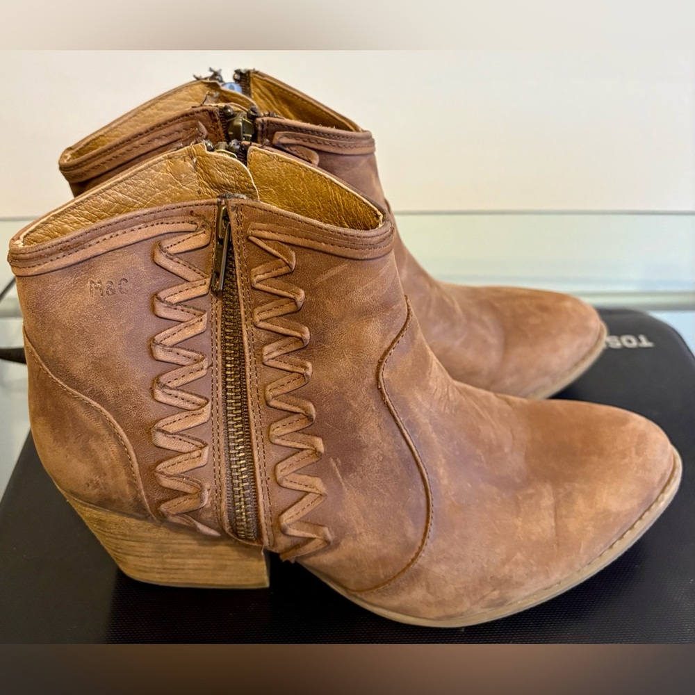 Musse & Cloud Brown Ankle Booties with Zigzag Detail SIZE 41 (10) ALMOST NEW!!!!